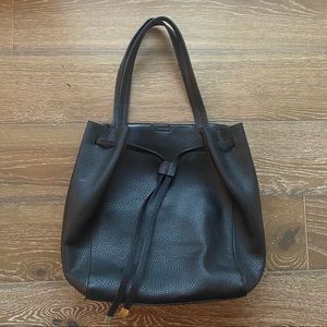 Black Faux Leather Tote Bag